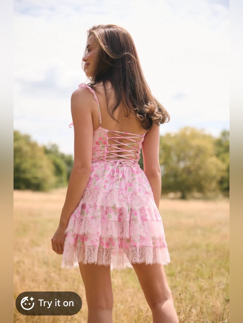 Altar'd State Pink Floral Lace-Up Sundress - Picture 3 of 6